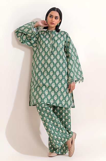 2 PIECE PRINTED KHADDAR SUIT-ETHNIC GREEN (UNSTITCHED)