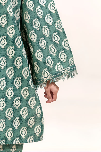 2 PIECE PRINTED KHADDAR SUIT-ETHNIC GREEN (UNSTITCHED)