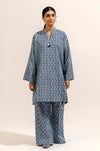 2 PIECE PRINTED KHADDAR SUIT-GRAPHITE GRID (UNSTITCHED)