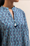 2 PIECE PRINTED KHADDAR SUIT-GRAPHITE GRID (UNSTITCHED)