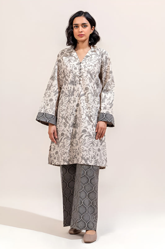 2 PIECE PRINTED KHADDAR SUIT-WHISPER ASH (UNSTITCHED)