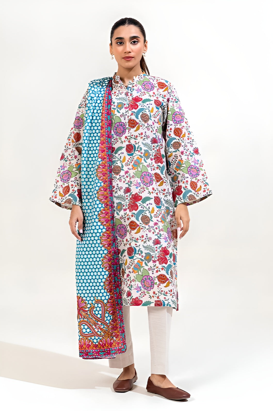 3 PIECE PRINTED KHADDAR SUIT-LINEN GLOOM (UNSTITCHED)