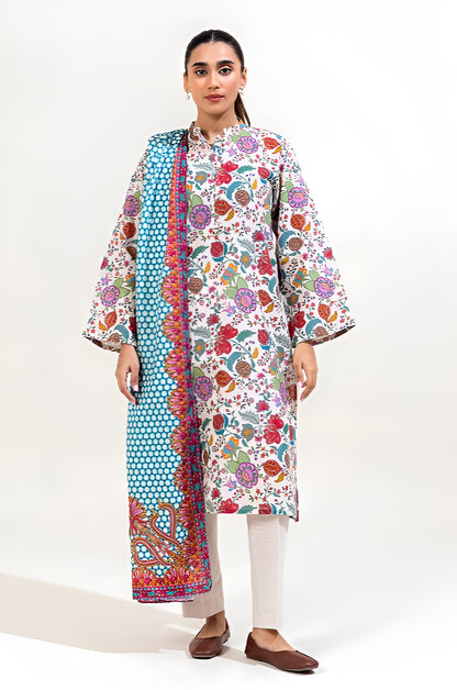 3 PIECE PRINTED KHADDAR SUIT-LINEN GLOOM (UNSTITCHED)