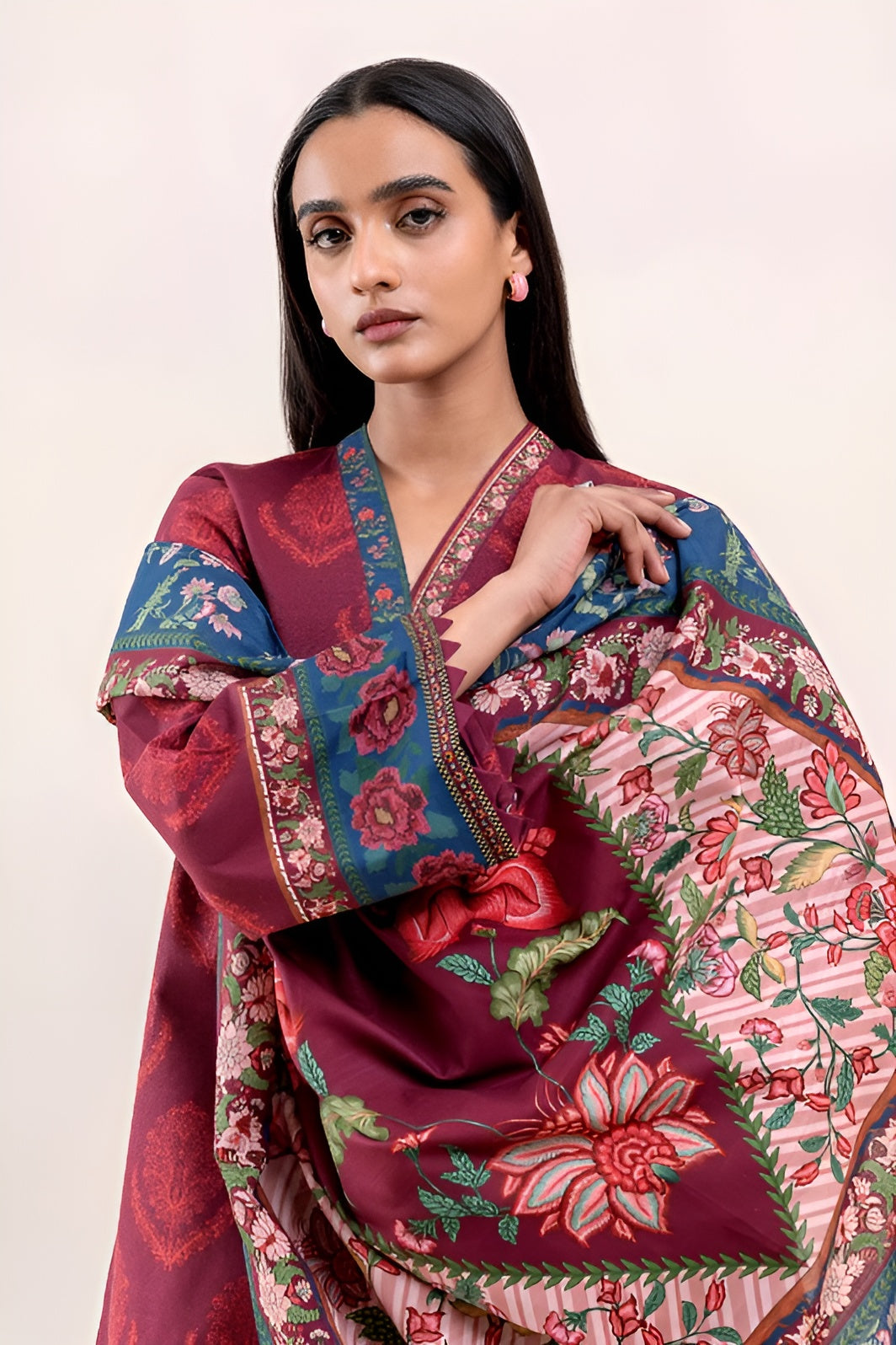 3 PIECE PRINTED KHADDAR SUIT-BRICK TALE (UNSTITCHED)