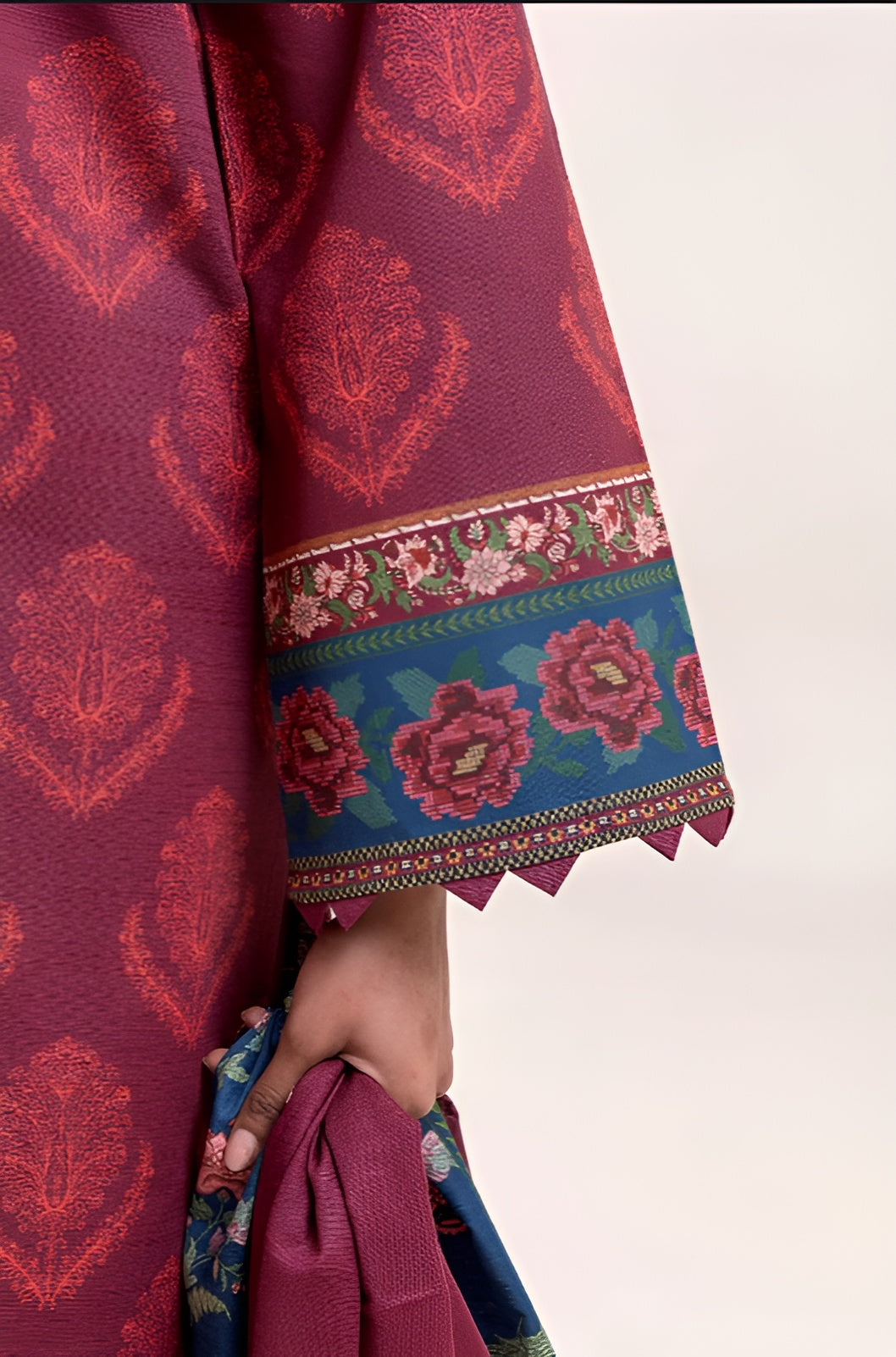 3 PIECE PRINTED KHADDAR SUIT-BRICK TALE (UNSTITCHED)