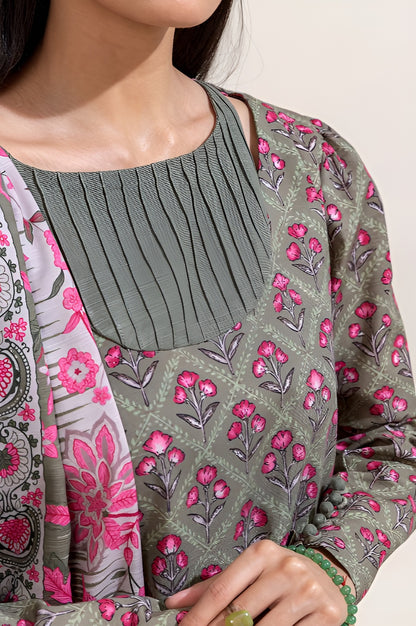 3 PIECE PRINTED KHADDAR SUIT-SAGE BLOOM (UNSTITCHED)