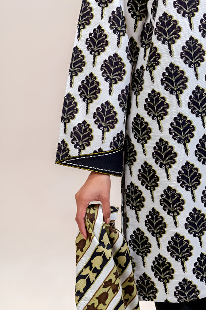 3 PIECE PRINTED KHADDAR SUIT-CHARCOAL TINT (UNSTITCHED)