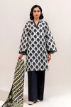 3 PIECE PRINTED KHADDAR SUIT-CHARCOAL TINT (UNSTITCHED)