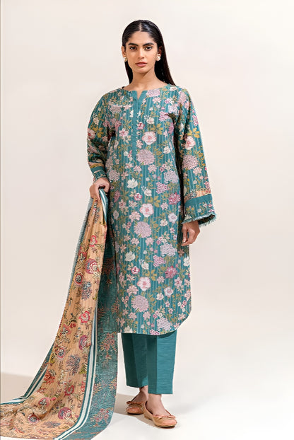 3 PIECE PRINTED KHADDAR SUIT-TURQOOISE GLOOM (UNSTITCHED)