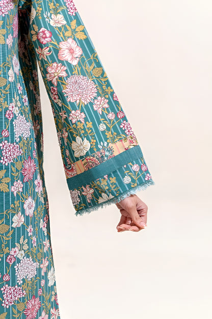 3 PIECE PRINTED KHADDAR SUIT-TURQOOISE GLOOM (UNSTITCHED)