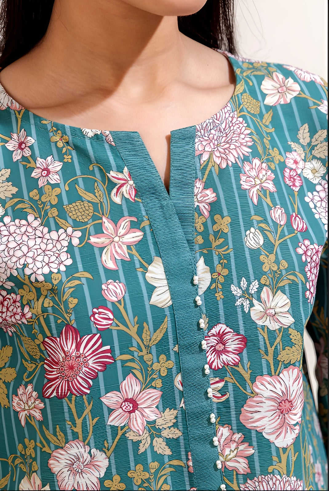 3 PIECE PRINTED KHADDAR SUIT-TURQOOISE GLOOM (UNSTITCHED)