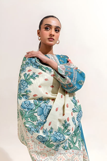 3 PIECE PRINTED KHADDAR SUIT-MEDITERRANIAN TIDE (UNSTITCHED)