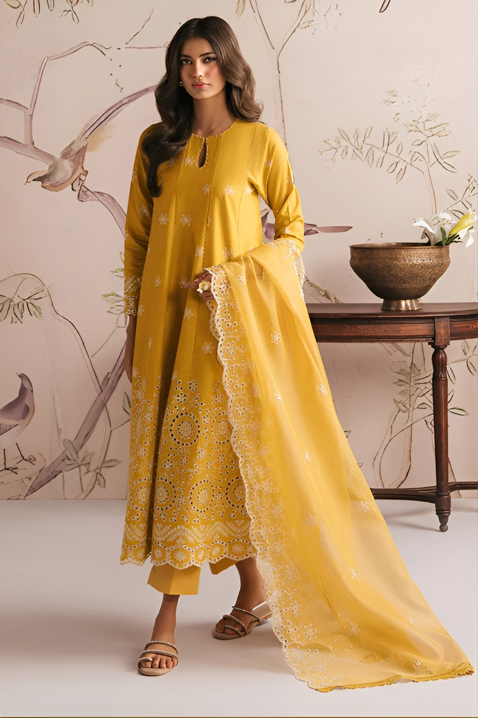 AMBER GLOW-3PC CHIKANKARI SUIT