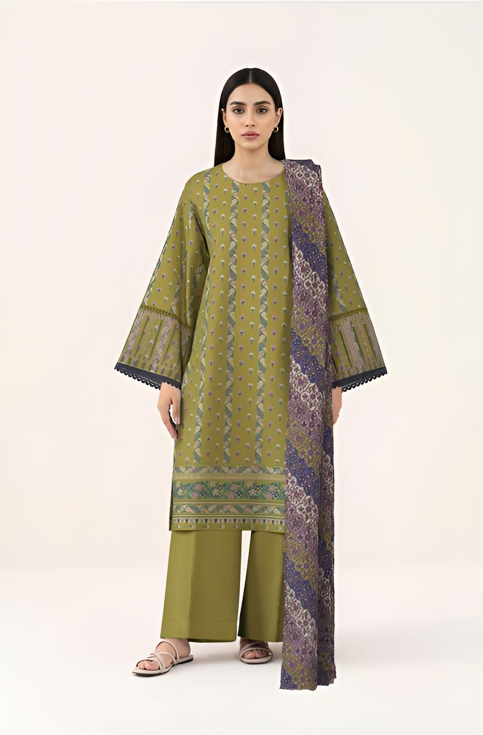Muted Pearl Embroidered Lawn 3 Piece Suit for Women | BrandsForLessCollections