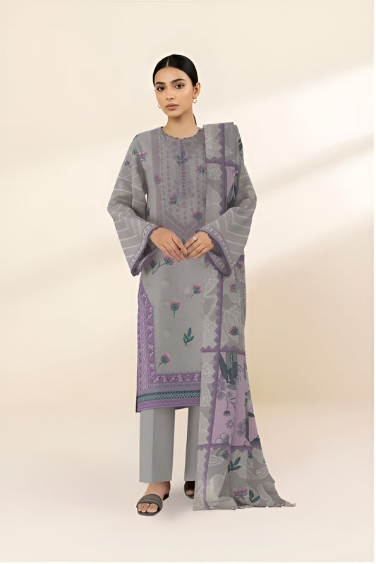 Midnight Glam Chikankari Lawn 3 Piece Suit for Women | BrandsForLessCollections