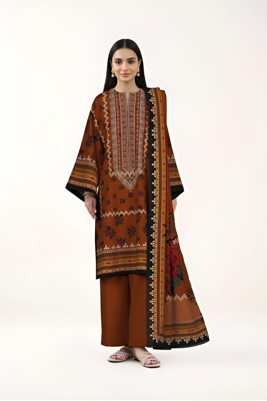 Dusty Bloom Embroidered Lawn 3 Piece Suit for Women | BrandsForLessCollections