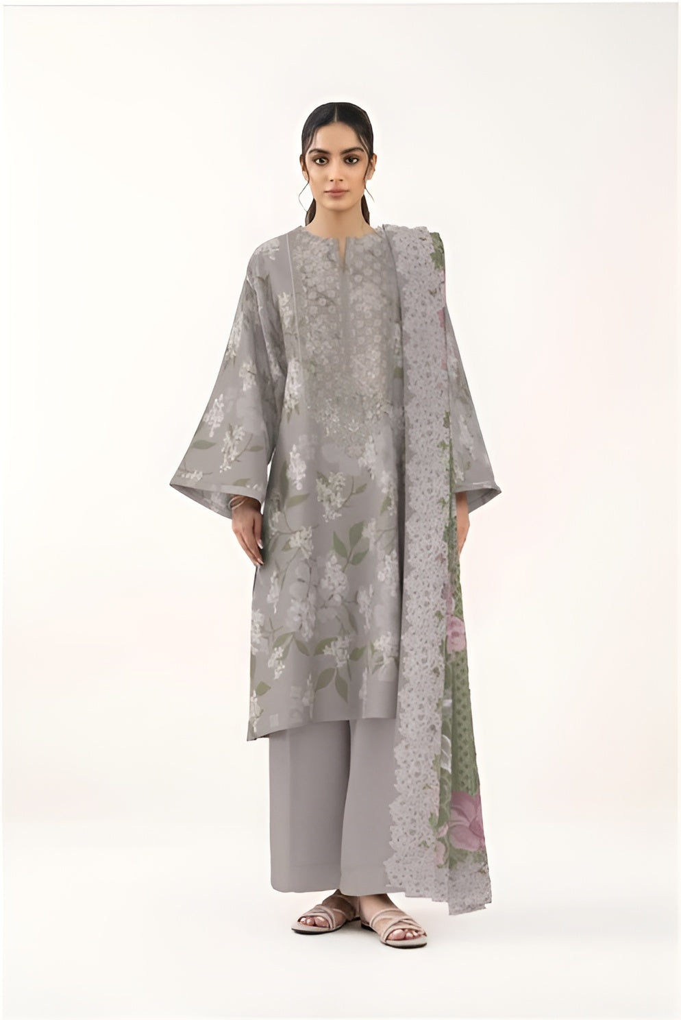 Soft Sand Printed Lawn 3 Piece Suit for Women | BrandsForLessCollections