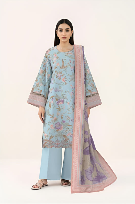 Ocean Haze Embroidered Lawn 3 Piece Suit | Summer Wear – BrandsForLessCollections