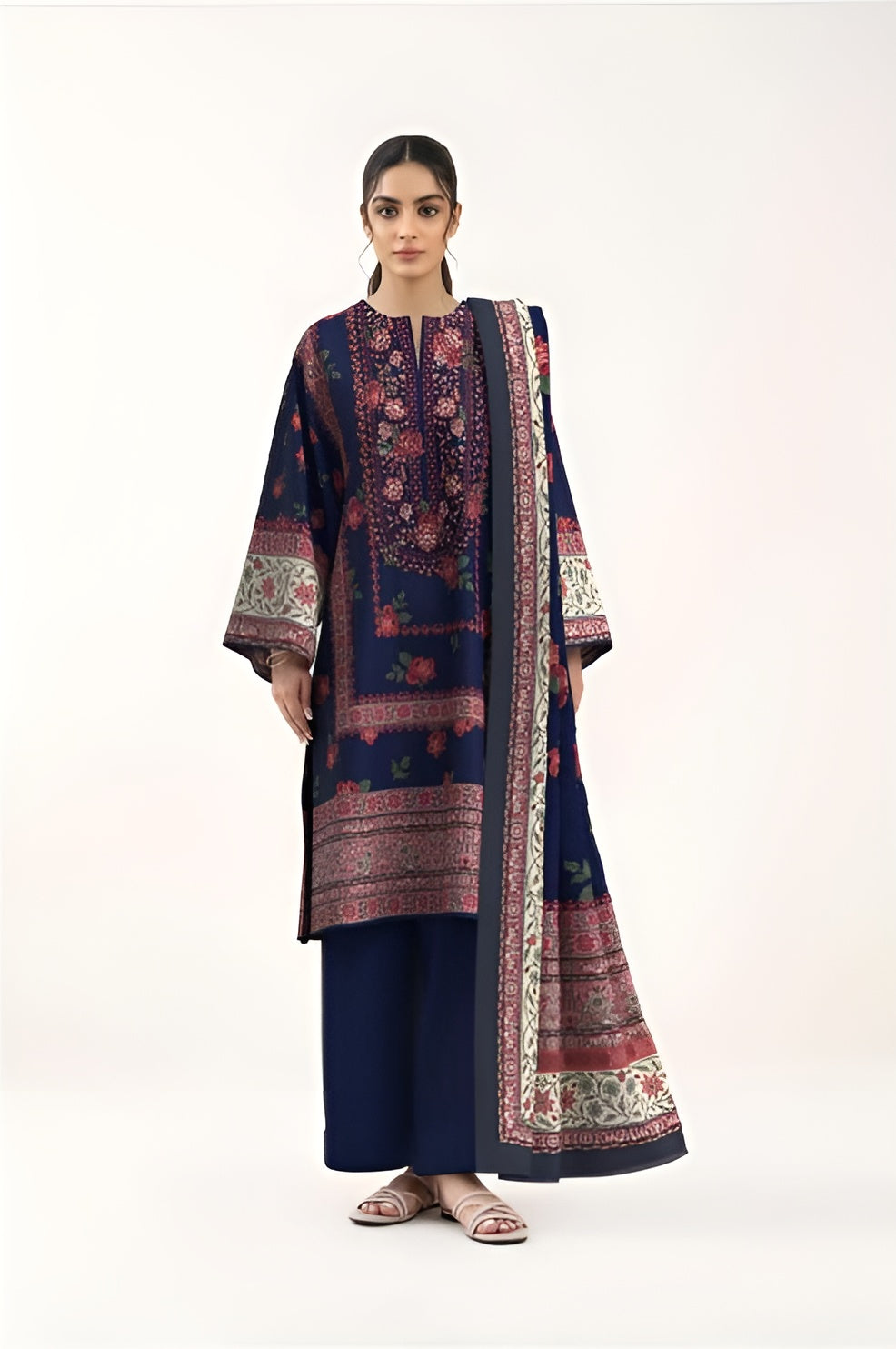 Classic Noir Lawn 3 Piece Suit for Women | BrandsForLessCollections