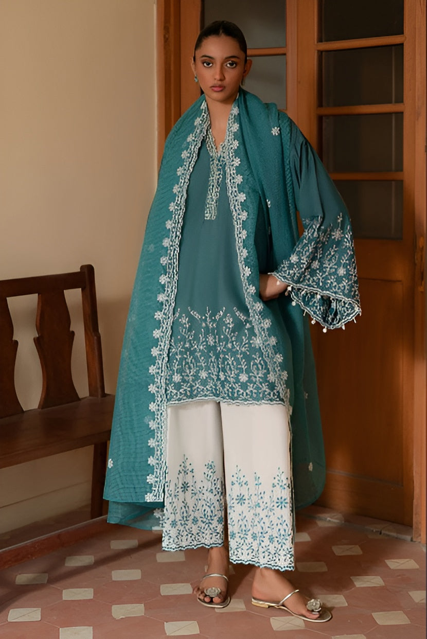 TEAL DREAM- 3PC EMBROIDERED LAWN SUIT