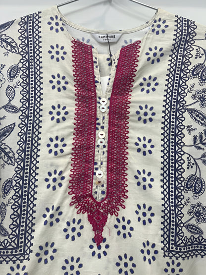 2 Piece - sapphire EMBROIDERED whait